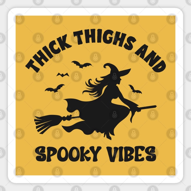 Funny Halloween Witch Silhouette: Thick Thighs and Spooky Vibes Magnet by TwistedCharm